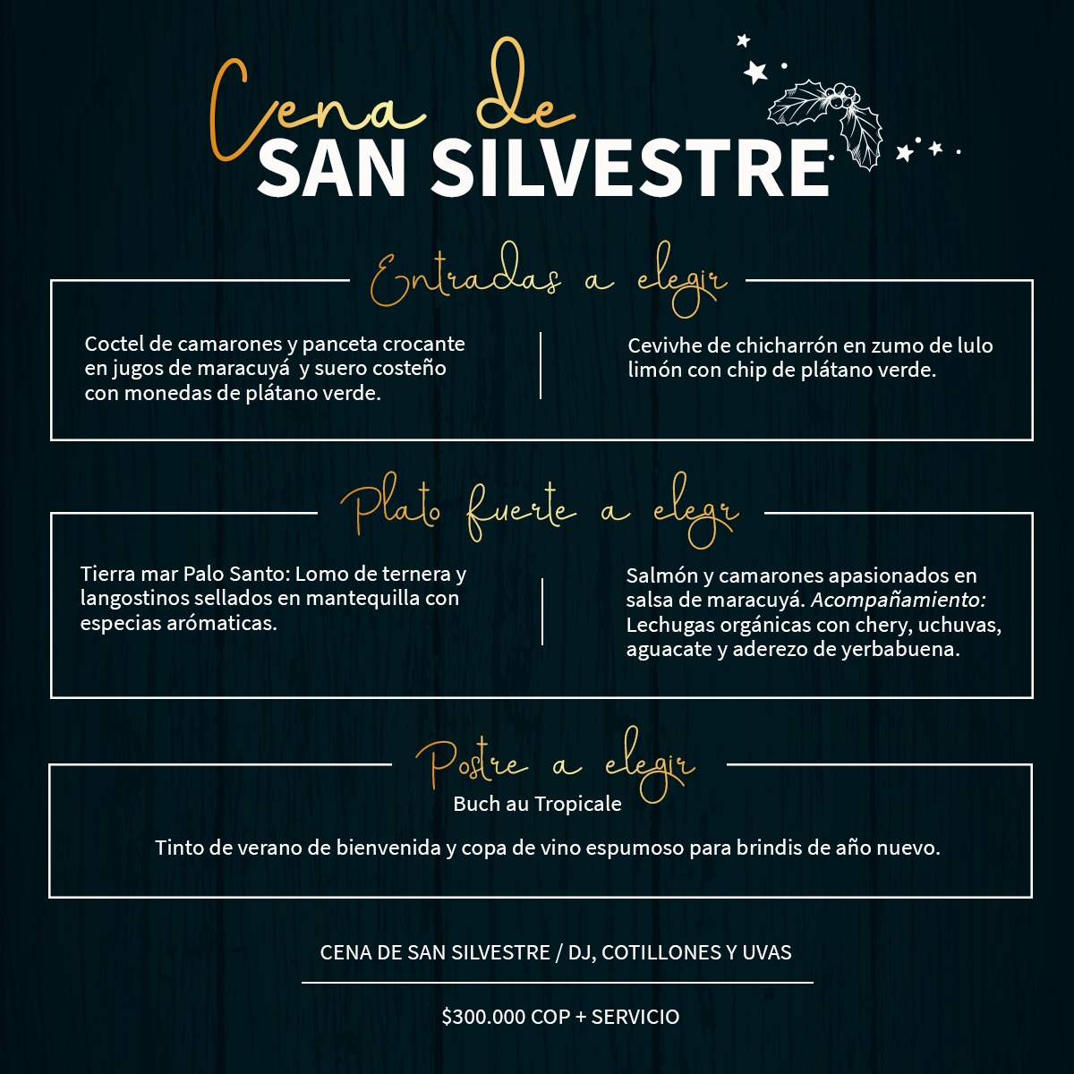 Menú Navidad y Cena San Silvestre Restaurante PaloSanto Cartagena